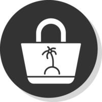 playa bolso glifo sombra circulo icono diseño vector