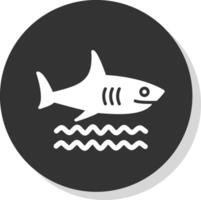 Shark Glyph Shadow Circle Icon Design vector