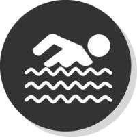 Swimming Glyph Shadow Circle Icon Design vector