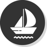 Yacht Glyph Shadow Circle Icon Design vector