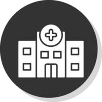 hospital glifo sombra circulo icono diseño vector