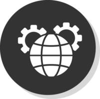 global administración glifo sombra circulo icono diseño vector