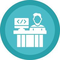 Programmer Glyph Due Circle Icon Design vector