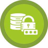 Secured Database Glyph Due Circle Icon Design vector