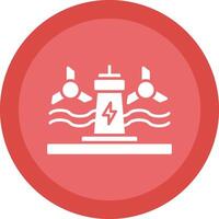 Tidal Power Glyph Due Circle Icon Design vector