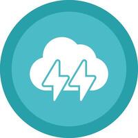 Lightening Glyph Due Circle Icon Design vector