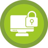 Locked Computer Glyph Due Circle Icon Design vector