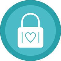 Heart Lock Glyph Due Circle Icon Design vector