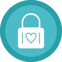 Heart Lock Glyph Due Circle Icon Design vector