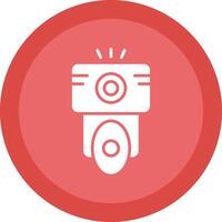 Camera Flash Glyph Due Circle Icon Design vector