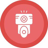 Camera Flash Glyph Due Circle Icon Design vector