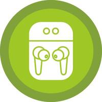 Earbuds Glyph Due Circle Icon Design vector