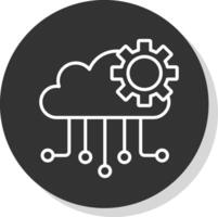 Cloud Computing Glyph Due Circle Icon Design vector