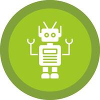 Robot Glyph Due Circle Icon Design vector