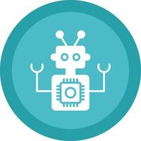 Robot Glyph Due Circle Icon Design vector