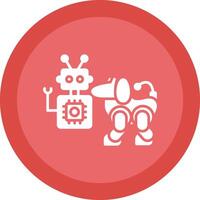 Robot Glyph Due Circle Icon Design vector