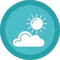 Sun Glyph Due Circle Icon Design vector