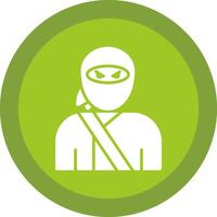 ninja glifo debido circulo icono diseño vector