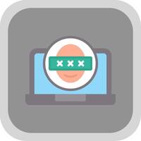 Security Laptop Faceprint Flat round corner Icon Design vector