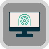 Security Computer Faceprint Flat round corner Icon Design vector