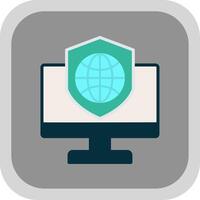 Security Computer Connect Flat round corner Icon Design vector