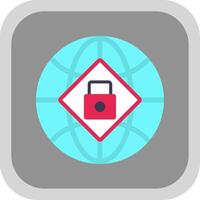 Global Security Flat round corner Icon Design vector