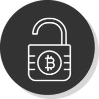 Unsecure Bitcoin Glyph Due Circle Icon Design vector