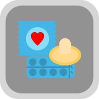 Condom Flat round corner Icon Design vector