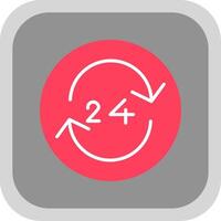 24 Hour Clock Flat round corner Icon Design vector