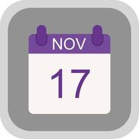 November Flat round corner Icon Design vector