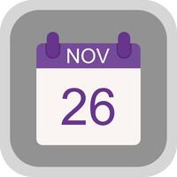 November Flat round corner Icon Design vector