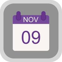 November Flat round corner Icon Design vector