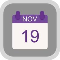 November Flat round corner Icon Design vector