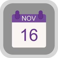 November Flat round corner Icon Design vector