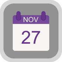 November Flat round corner Icon Design vector