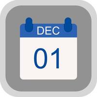 December Flat round corner Icon Design vector