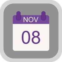 November Flat round corner Icon Design vector