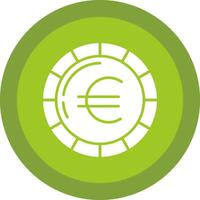 Euro Coin Glyph Due Circle Icon Design vector
