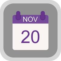 November Flat round corner Icon Design vector