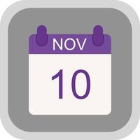 November Flat round corner Icon Design vector