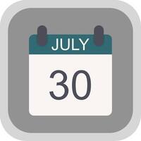 July Flat round corner Icon Design vector