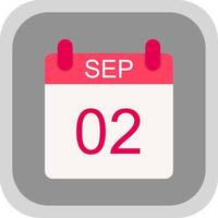 September Flat round corner Icon Design vector