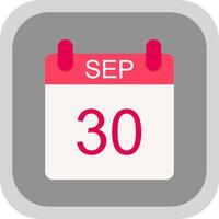 September Flat round corner Icon Design vector