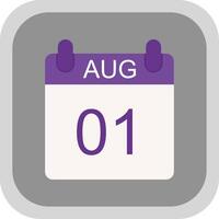 August Flat round corner Icon Design vector