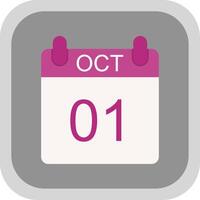 October Flat round corner Icon Design vector