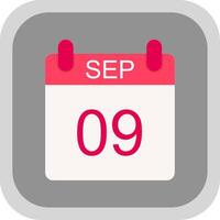 September Flat round corner Icon Design vector