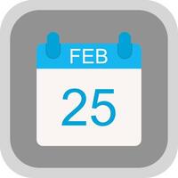 February Flat round corner Icon Design vector