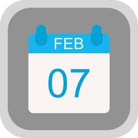 February Flat round corner Icon Design vector