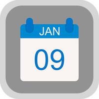 January Flat round corner Icon Design vector