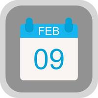 February Flat round corner Icon Design vector